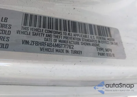 2021 Ram Promaster City Tradesman из США, поврежденный, VIN ZFBHRFAB4M6T71762